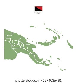 Silhouette and colored (green) papua new guinea map svg