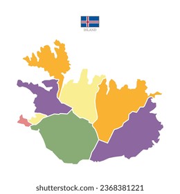 Silhouette and colored Island map