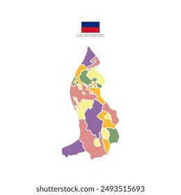 Silhouette and colored liechtenstein map vector illustration map Europe