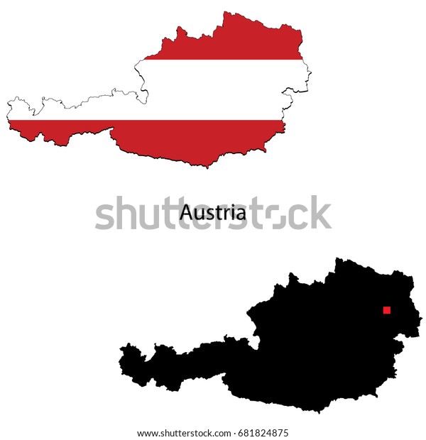 Silhouette Colored Maps Flags Austria Stock Vector (Royalty Free ...