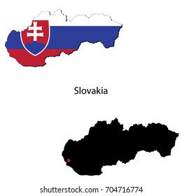 Silhouette and colored maps with flags of the USA