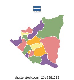 Silhouette and colored Nicaragua map