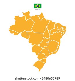 Silueta y color (naranja) mapa de Brasil