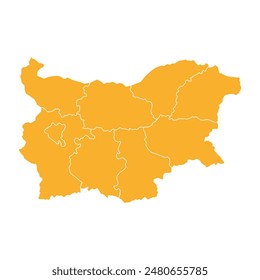 Silhouette and colored (orange) bulgaria vector illustration map	