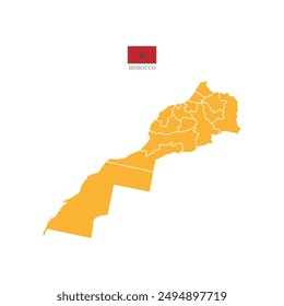 Silhouette and colored (orange) morocco map vector illustration map Africa