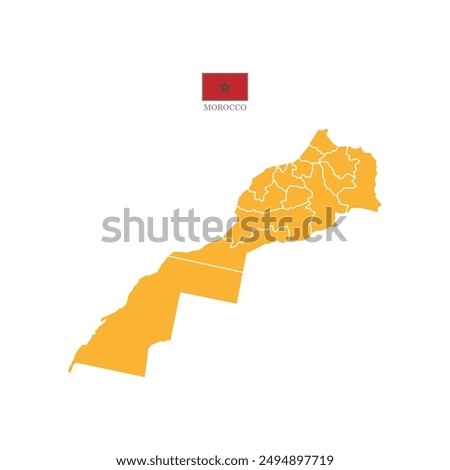 Silhouette and colored (orange) morocco map vector illustration map Africa