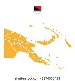 Silhouette and colored (orange) papua new guinea map svg