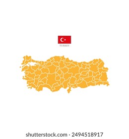 Silhouette and colored (orange) turkey map vector illustration map Europe