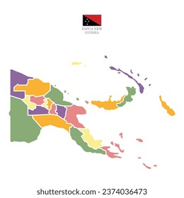 Silhouette and colored papua new guinea map svg