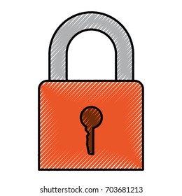 silhouette of colored pencils of padlock icon vector illustration