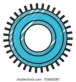 silhouette of colored pencils with pinion with teeths thin vector illustration