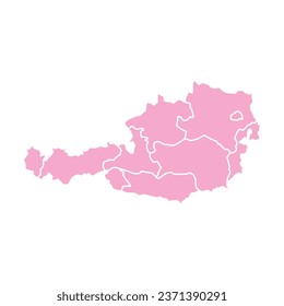 Silhouette and colored (pink) austria map