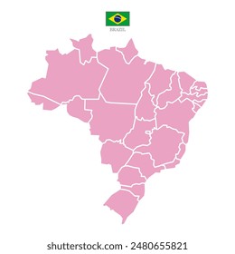 Silueta y color (rosa) mapa de Brasil