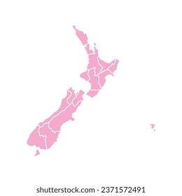 Silhouette and colored (pink) new zealand map