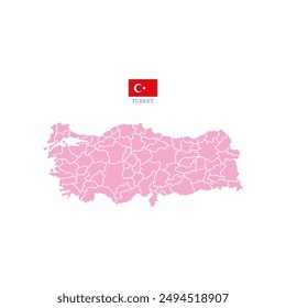 Silhouette and colored (pink) turkey map vector illustration map Europe