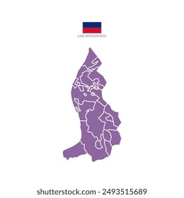 Silhouette and colored (purple) liechtenstein map vector illustration map Europe