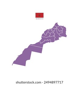 Silhouette and colored (purple) morocco map vector illustration map Africa