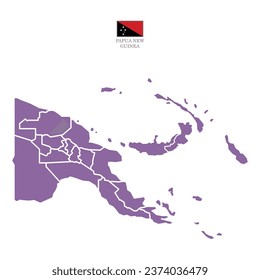 Silhouette and colored (purple) papua new guinea map svg