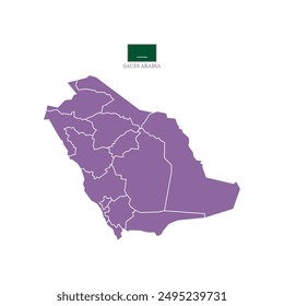Silhouette and colored (purple) saudi arabia map vector illustration map asia