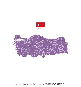 Silhouette and colored (purple) turkey map vector illustration map Europe