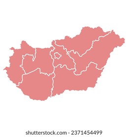 Silhouette and colored (red) hungary map