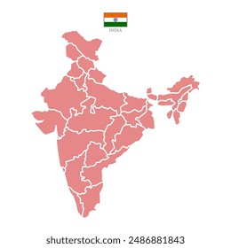 Silueta y color (rojo) mapa de India