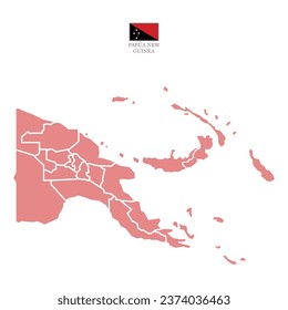 Silhouette and colored (red) papua new guinea map svg