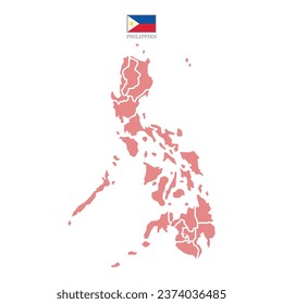 Mapa de filipinas de silueta y color (rojo)