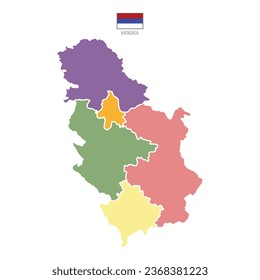 Silhouette and colored Serbia map