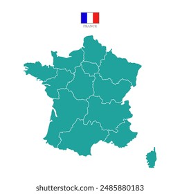 Silhouette and colored (turquoise) france map