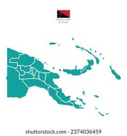 Silhouette and colored (turquoise) papua new guinea map svg