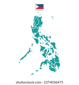 Silhouette and colored (turquoise) philippines map