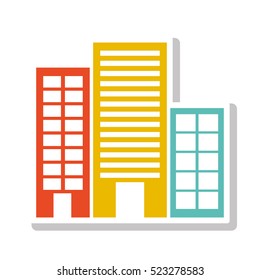 silhouette colorful with buildings without trees