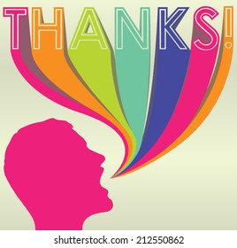 Silhouette With Colorful Caption of Thanks!