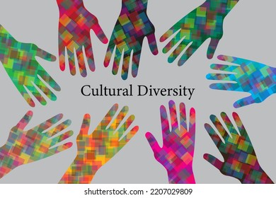 
Silhouette Of Colorful Hands. Diversity Of Multi-ethnic And Multiracial Society. Concept Of Racial Equality And Anti-racism. Multicultural Society. Friendship