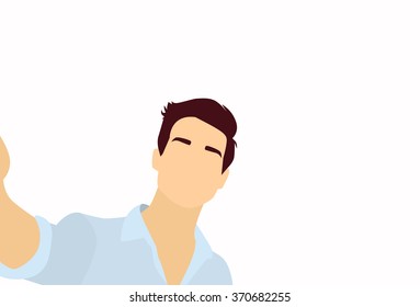 Silhouette Colorful Man Taking Selfie Photo On Smart Phone Vector Illustration