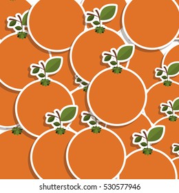 silhouette colorful pattern of oranges with stem and leafs
