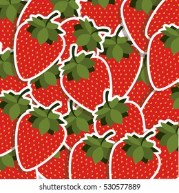 silhouette colorful pattern with strawberrys fruit