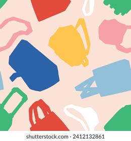 Silhouette Colorful Seamless pattern of Bags Flat Style Vector Illustration Pink Background 3600 x 3600 Pixels