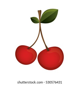 silhouette colorful with two cherry bright