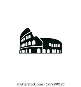 Silhouette Colosseum Building logo design vector
