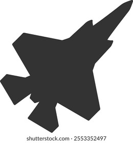 Silhouette eines Kampfflugzeugs F-35 in schwarzer Farbe, Draufsicht Symbol.