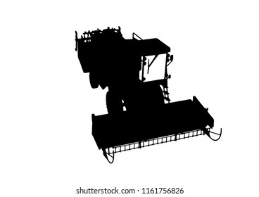 silhouette of combine harvester vector