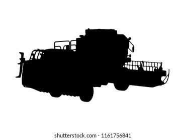 silhouette of combine harvester vector