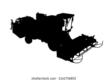 silhouette of combine harvester vector