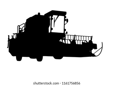 silhouette of combine harvester vector