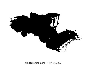 silhouette of combine harvester vector