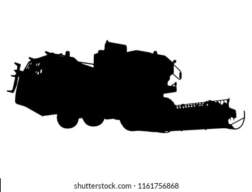 silhouette of combine harvester vector