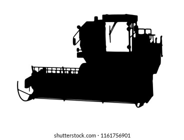 silhouette of combine harvester vector