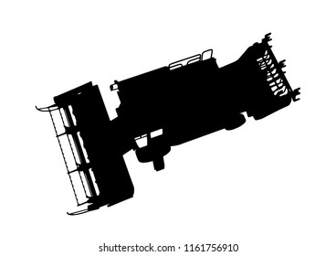 silhouette of combine harvester vector